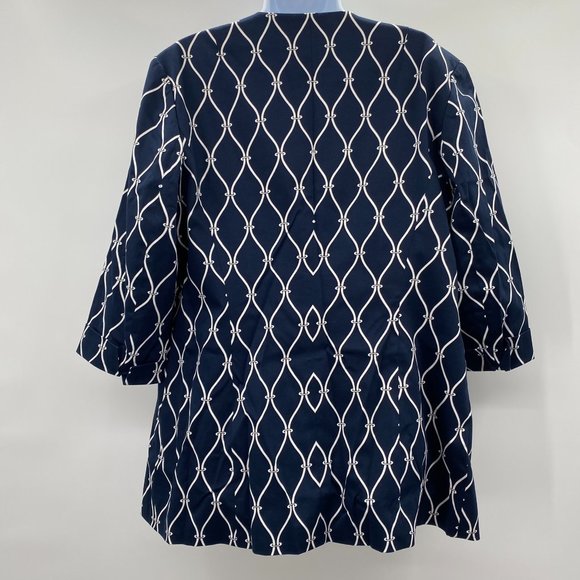 Talbots Stretch Lined Suit Jacket Navy/White Pattern Womens Size 14 - Picture 5 of 5